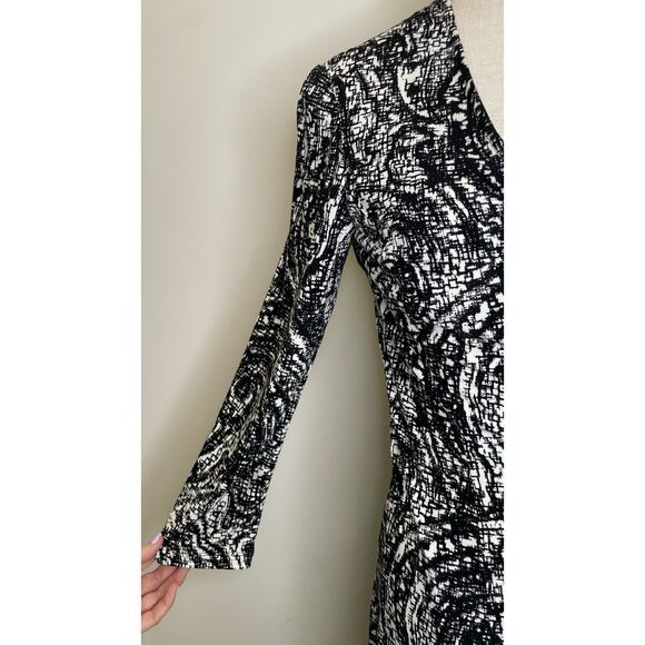 Ralph Lauren Sz 4 Full Wrap Easy Care Dress Black White Abstract Print Business - Picture 5 of 11
